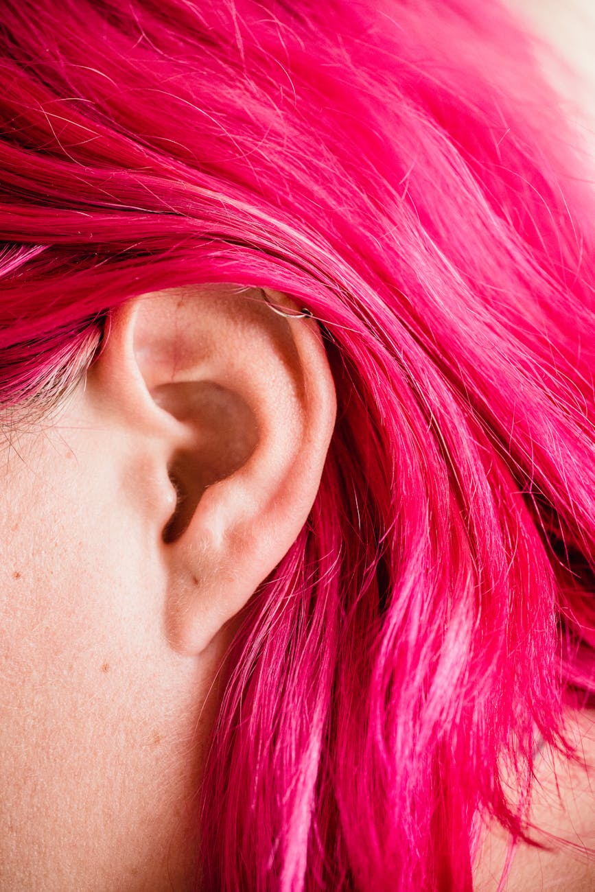 Vibrant pink freshly dyed hair