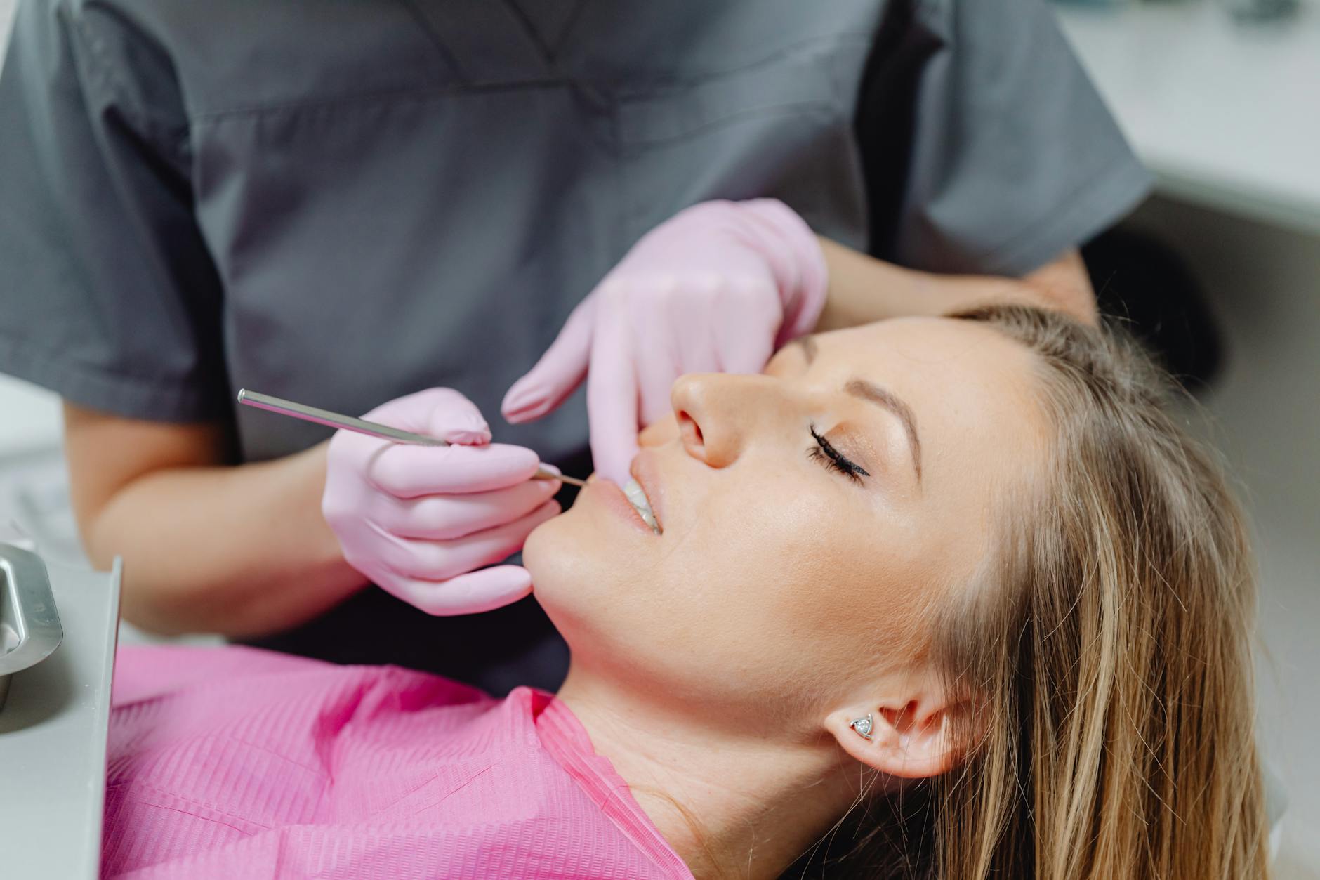 Dentist examining patient in a calm environment
